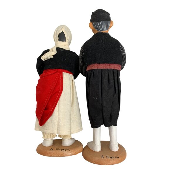 VTG Handmade Greek Traditional Attire Folk Art Dolls 13" Set C10527 - Picture 4 of 8